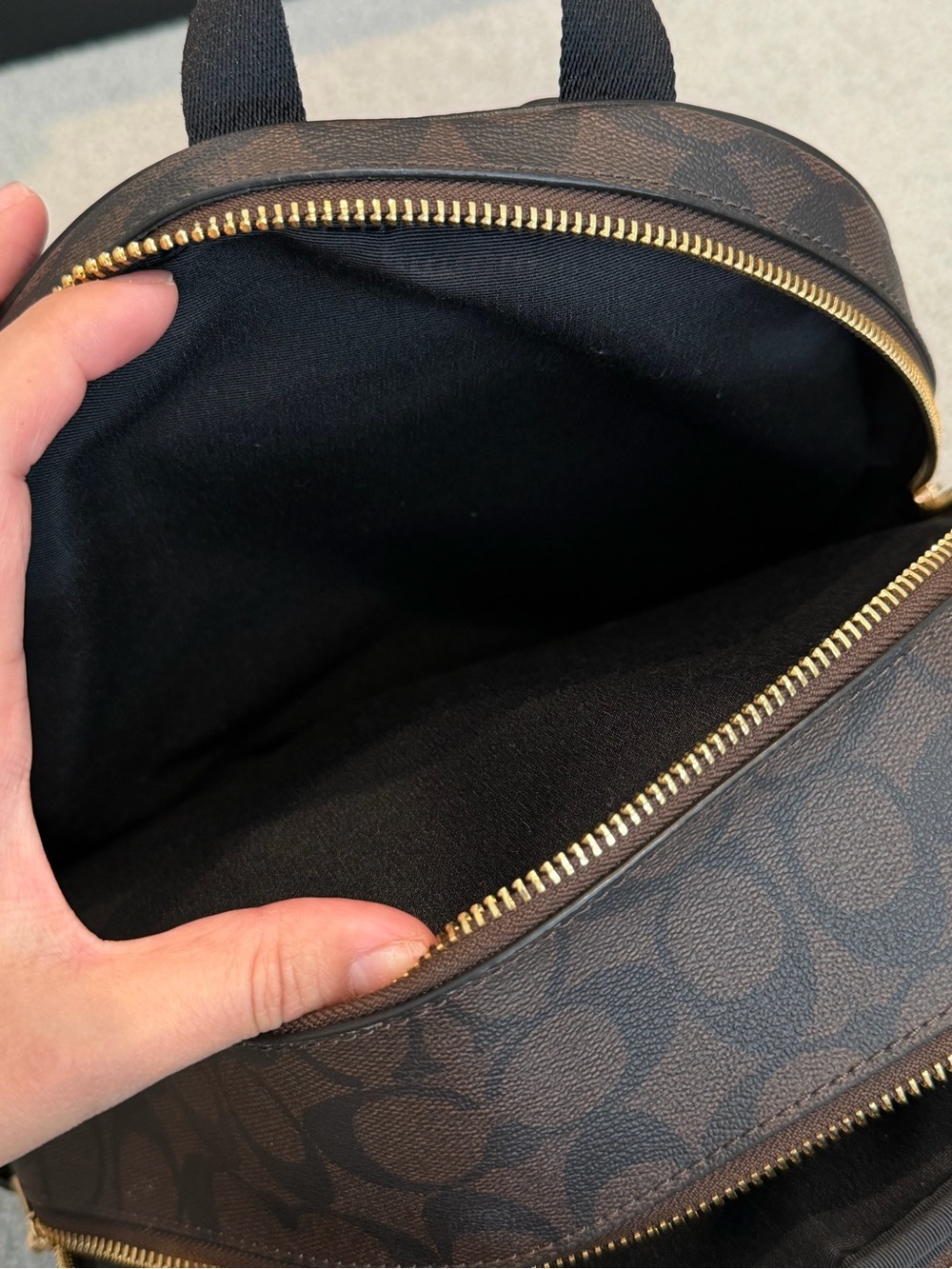 Coach Brown Signature Mini Backpack with Black Trim - Picture 11 of 13